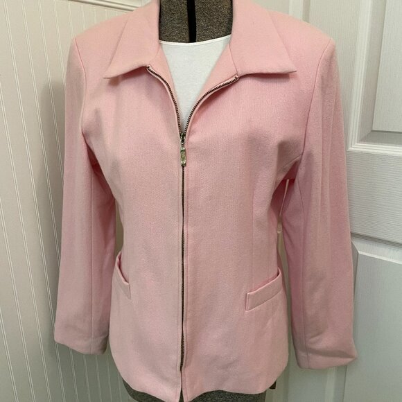 VTG PINK WOOL FULLY LINED JACKET, SIZE 12, ZIPPER FRONT. SAVANNAH BRAND - Picture 3 of 11